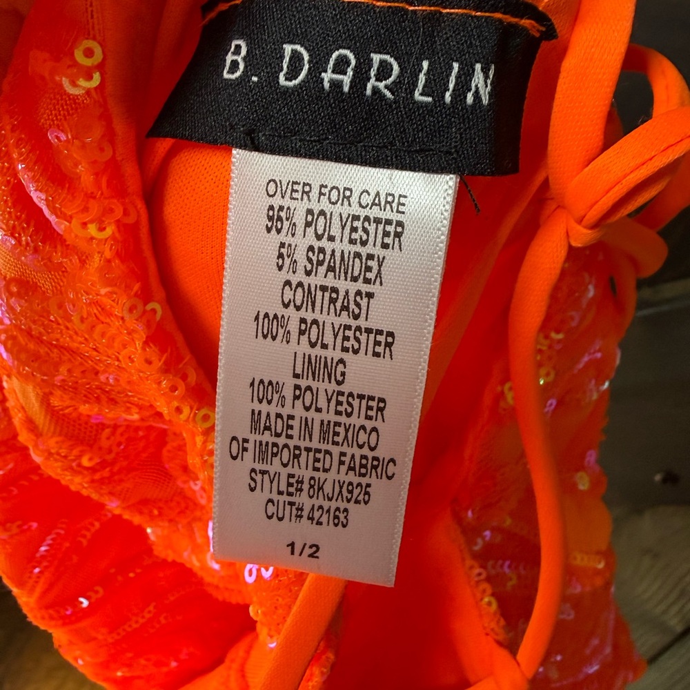 B Darlin Bright Orange Sequin Dress - Picture 5 of 5